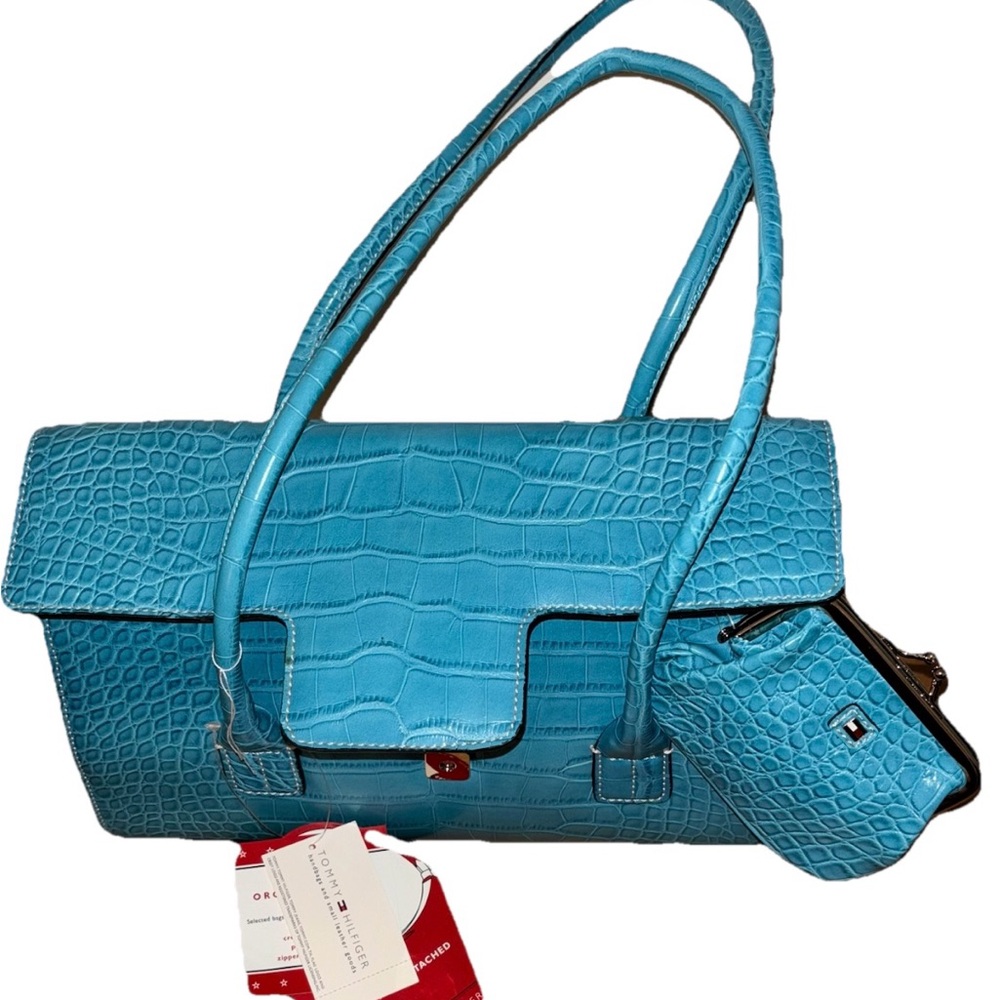 NWT Tommy Hilfiger Turquoise Purse & Matching Change Purse